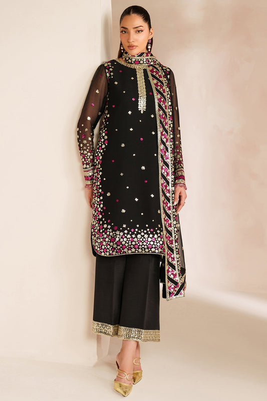Farasha Black Cascade Style — Mairaz Black Three-Piece Suit