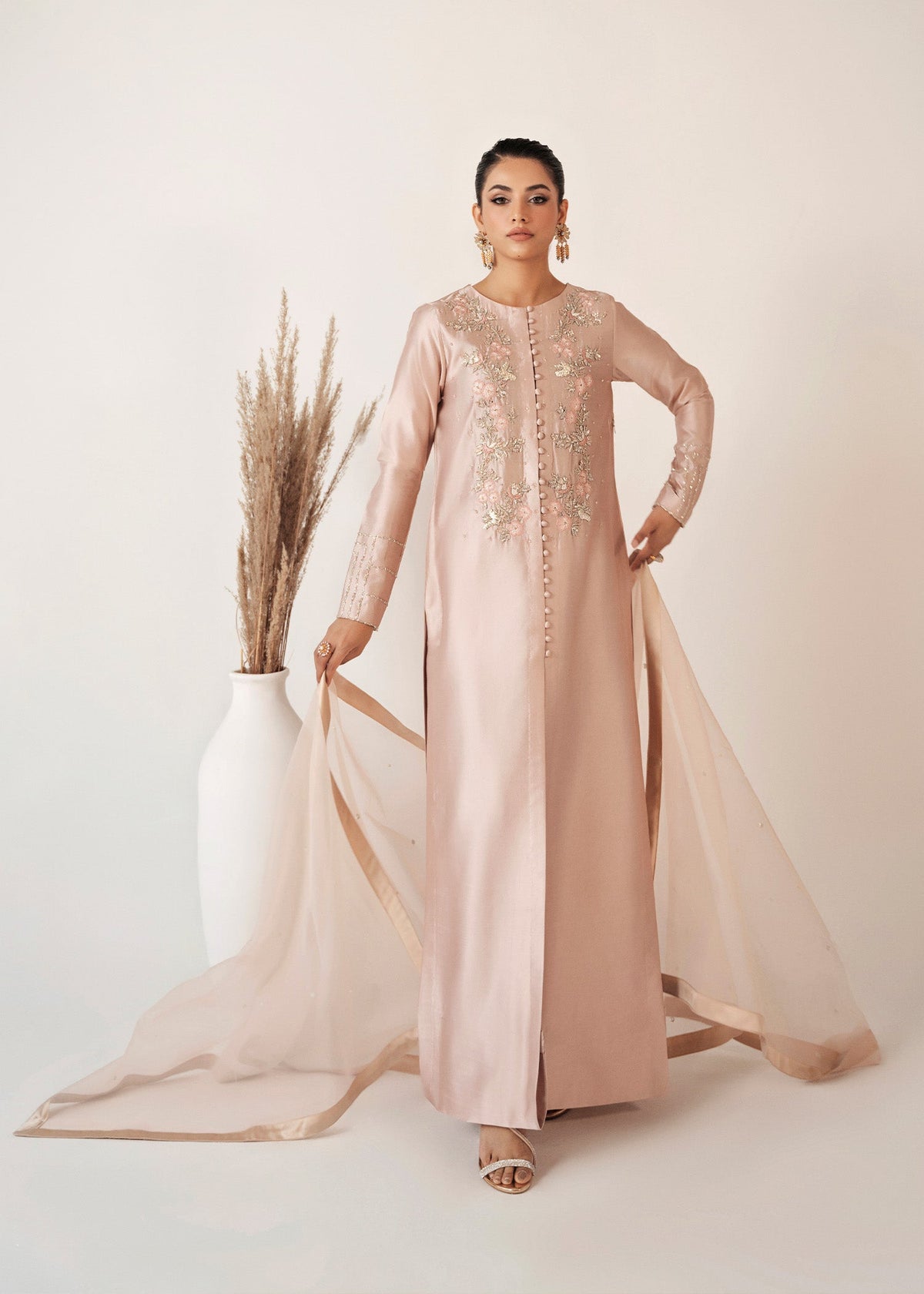 Ember pink kaftan, reference outfit photograph 1 — Made by Mairaz reproduction