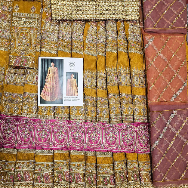 MNR Meher Style — Mairaz Mustard Lehenga