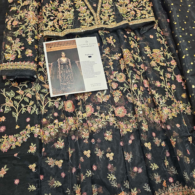 Hussain Rehar Pathaar Style — Mairaz Black Wedding Maxi