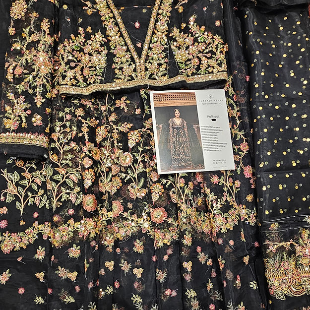 Hussain Rehar Pathaar Style — Mairaz Black Wedding Maxi