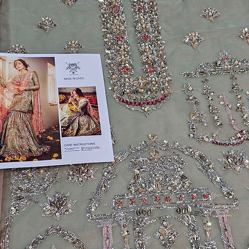 Mohsin Naveed Ranjha Zamrud style — Mairaz green gharara set reference, view 8 of 11