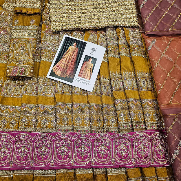 MNR Meher Style — Mairaz Mustard Lehenga