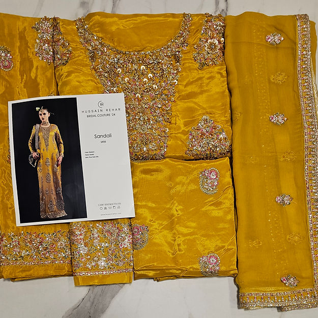 Hussain Rehar Sandali Style — Mairaz Mustard Formal Ensemble