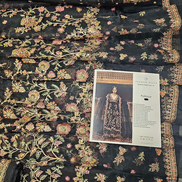 Hussain Rehar Pathaar Style — Mairaz Black Wedding Maxi
