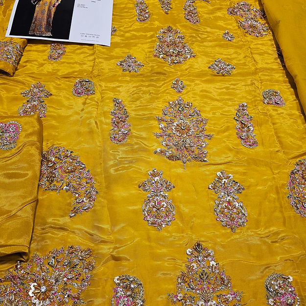 Hussain Rehar Sandali Style — Mairaz Mustard Formal Ensemble
