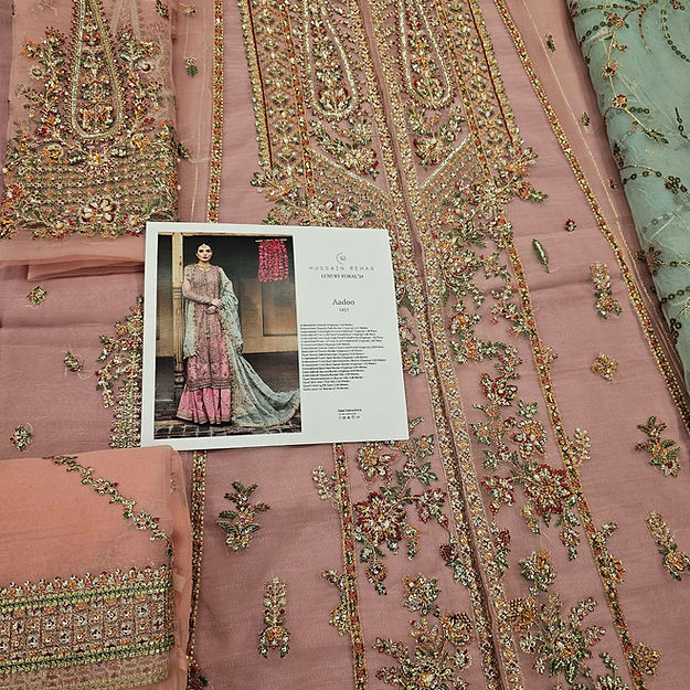 Hussain Rehar Aadoo Style — Mairaz Pink Sharara