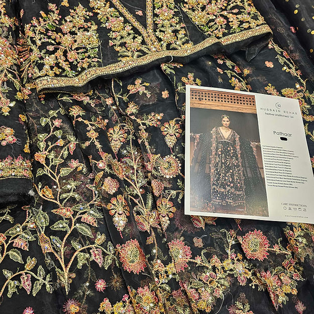 Hussain Rehar Pathaar Style — Mairaz Black Wedding Maxi