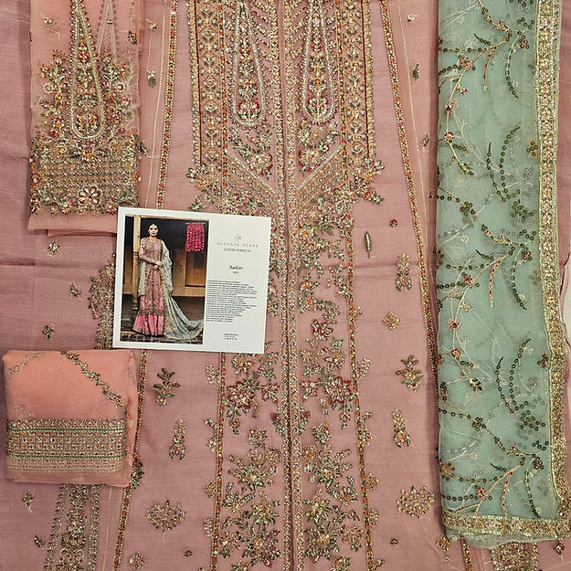Hussain Rehar Aadoo Style — Mairaz Pink Sharara