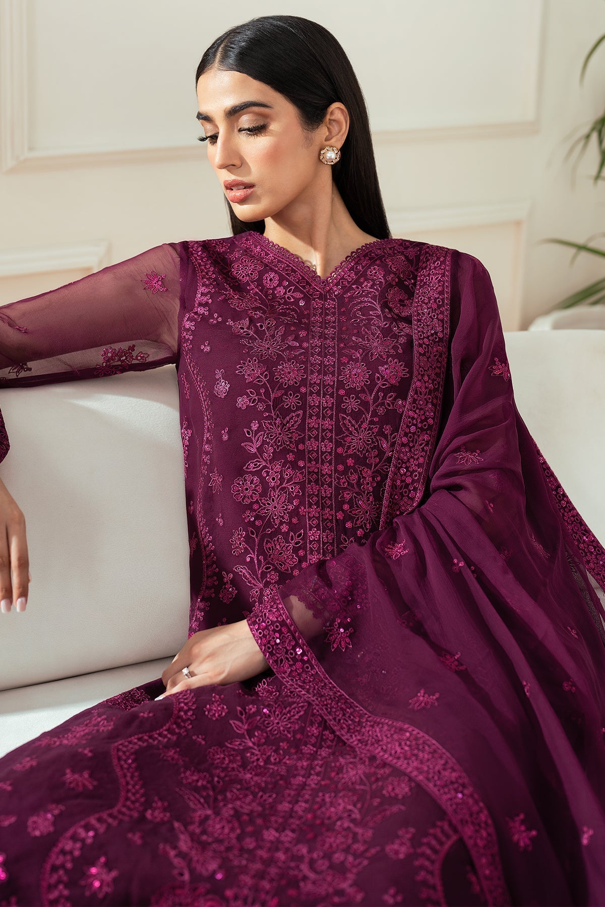Farasha Regal Violet Style — Mairaz Three-Piece Suit