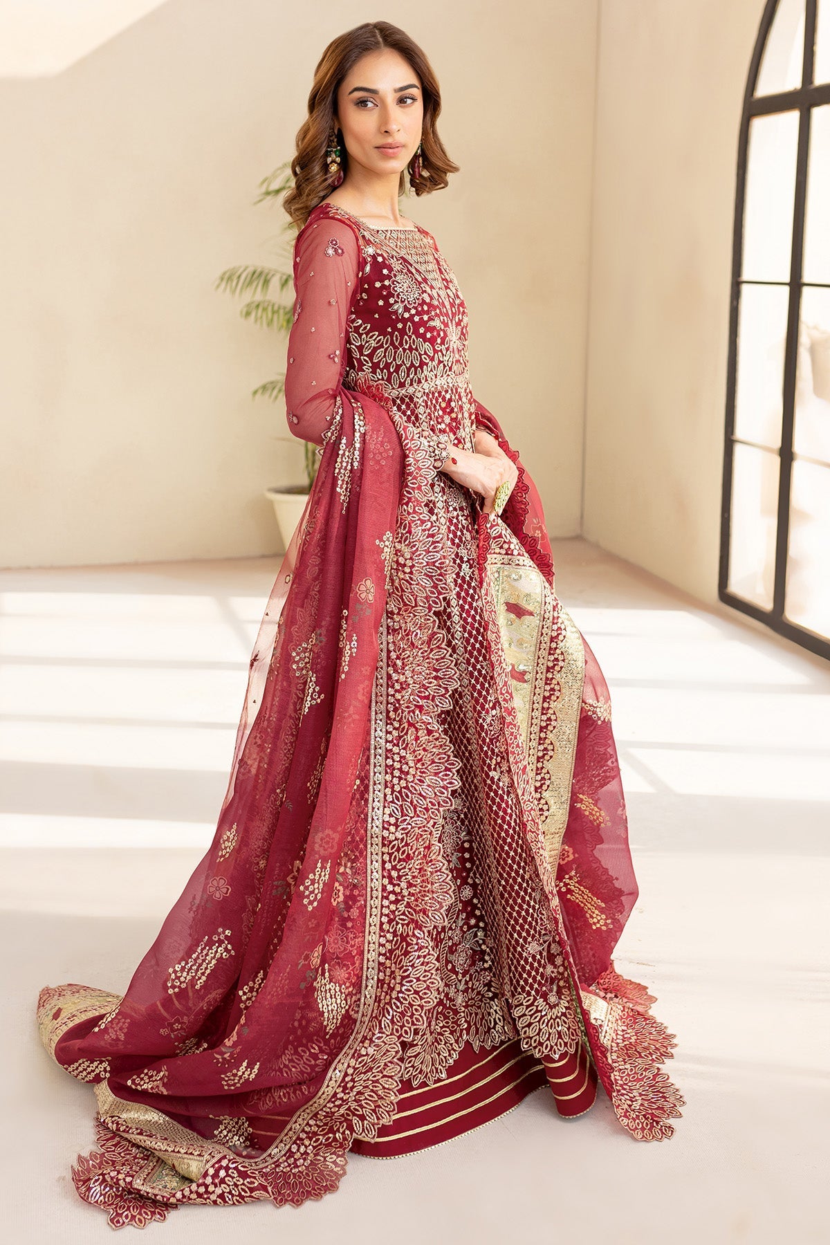 Farasha Carmine Allure Style — Mairaz Three-Piece Suit