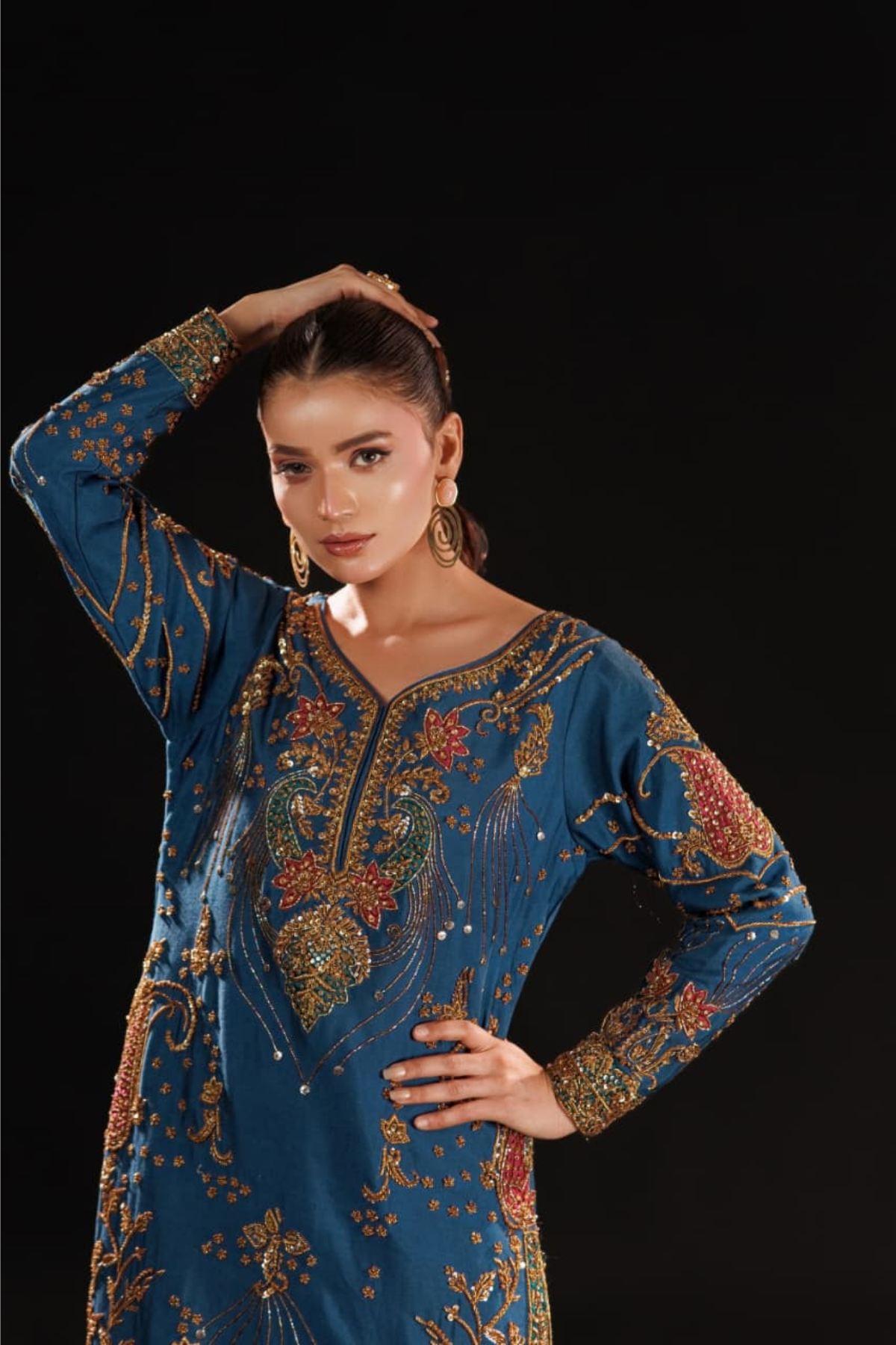 Usama Silk Azure Dynasty style — Mairaz azure blue reference, view 10 of 10
