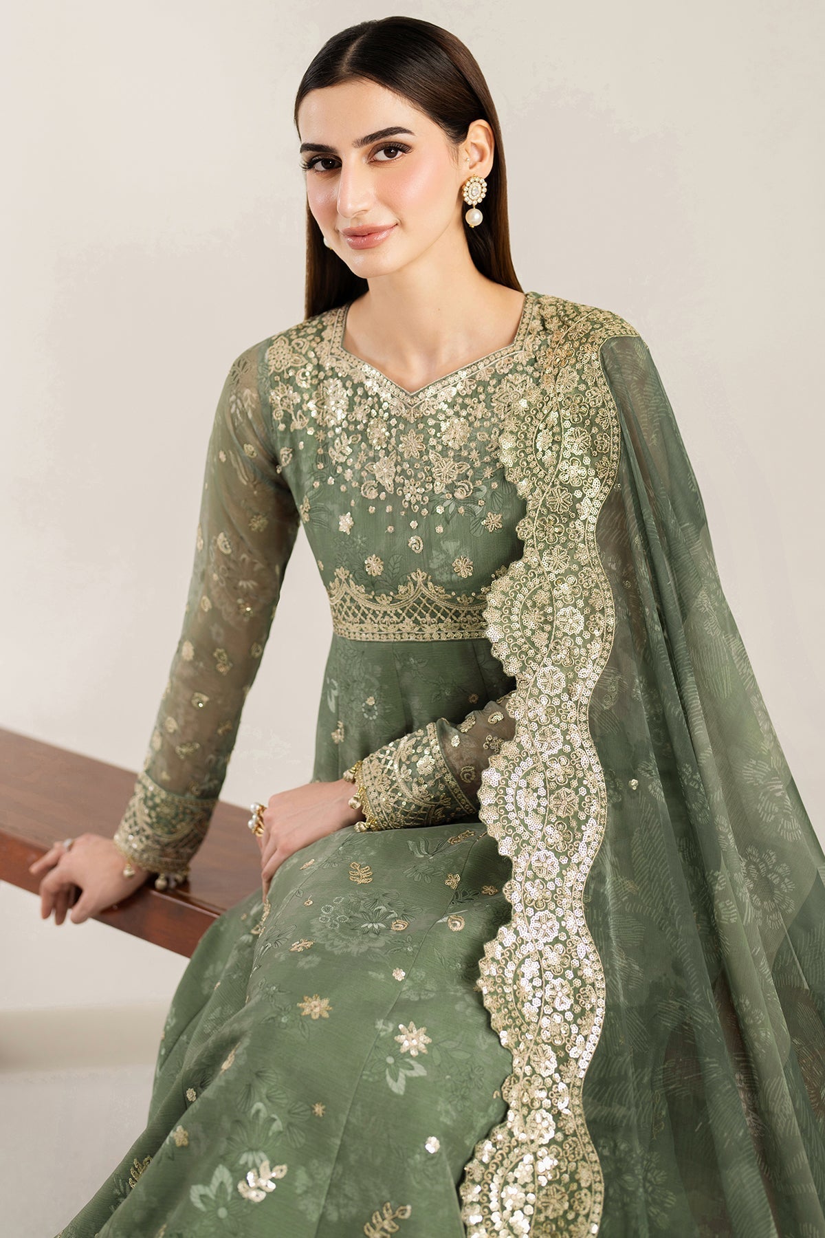 Farasha Olive Aura Style — Mairaz Three-Piece Suit
