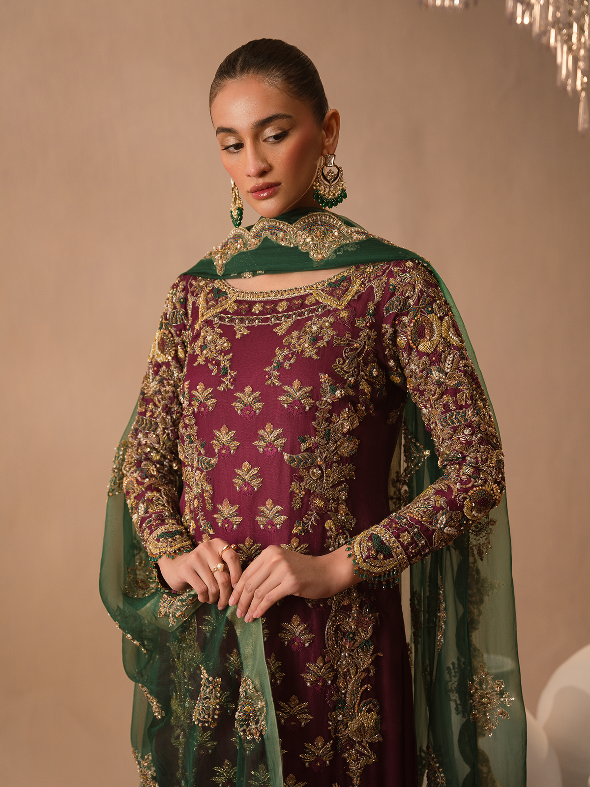 Abeera Usman – Burgundy Dusk Style — Mairaz reproduction, product view 3 of 6