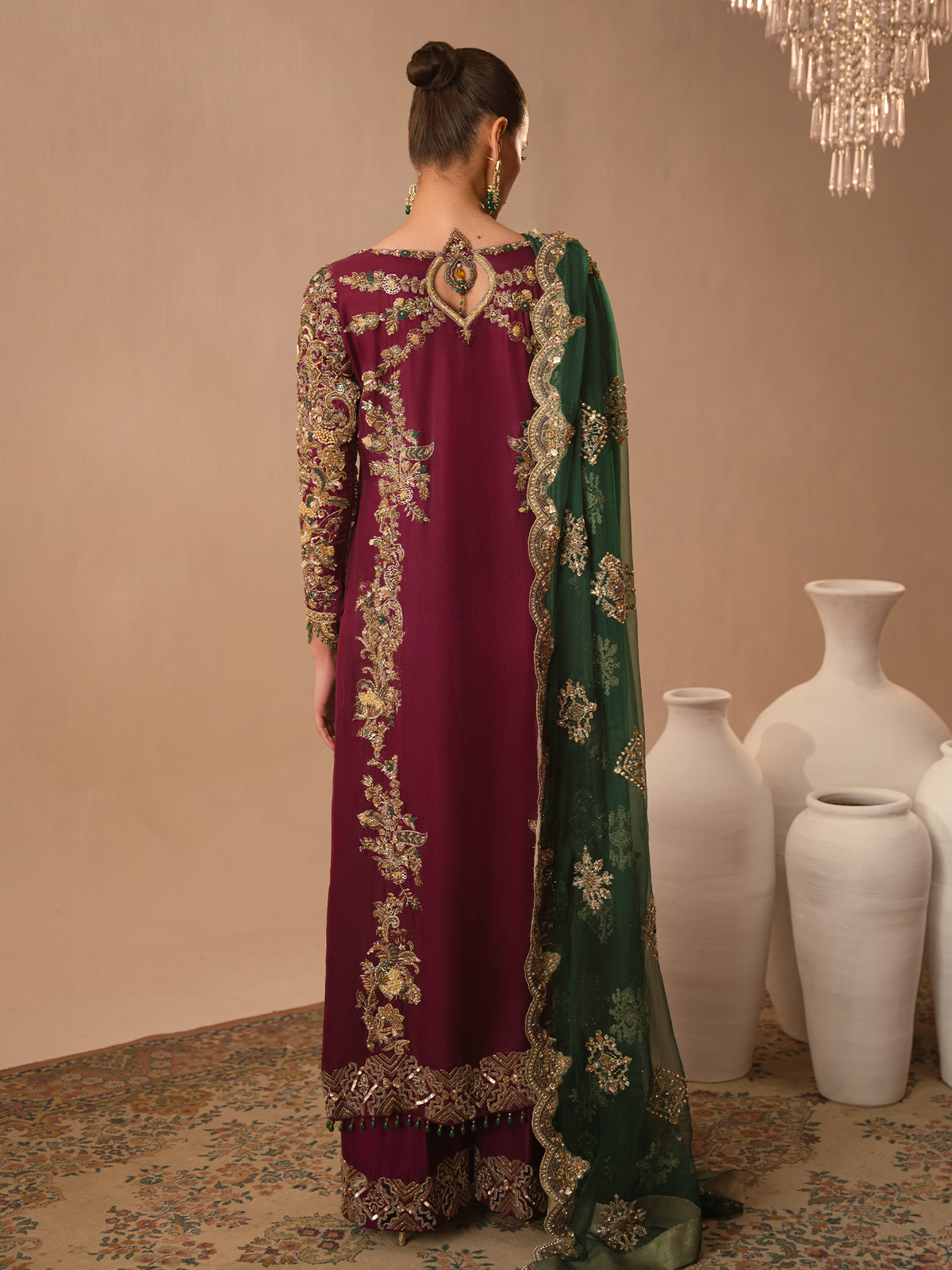 Abeera Usman – Burgundy Dusk Style — Mairaz reproduction, product view 5 of 6