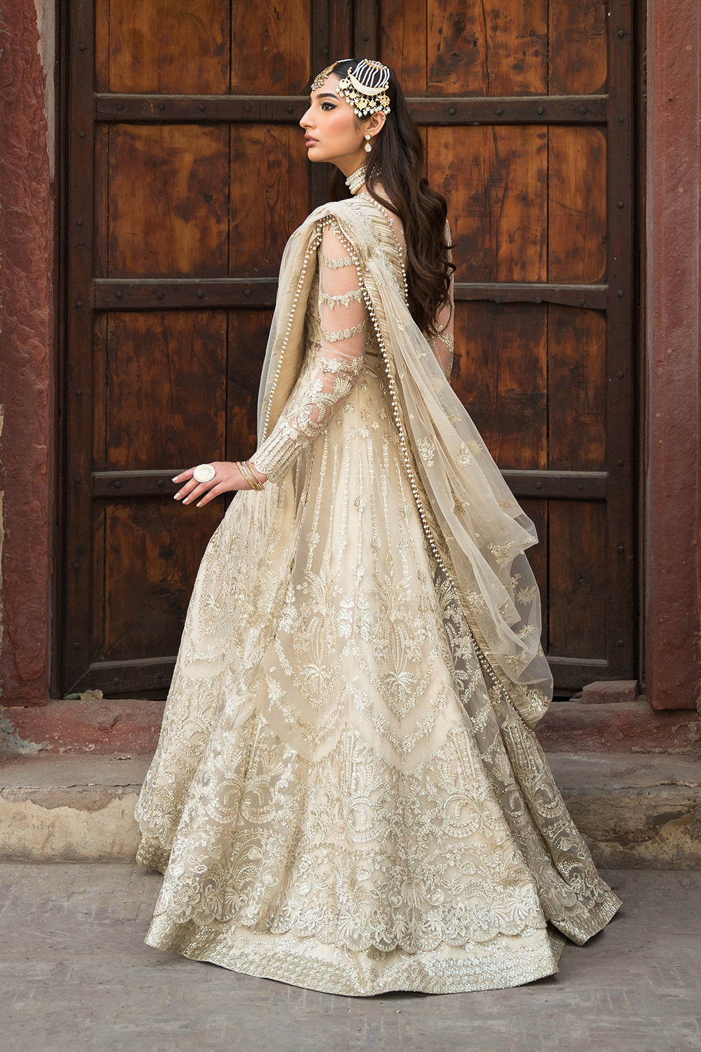 Shazia Kiyani Shahana style — Mairaz net panelled three-piece suit reference, view 2 of 6