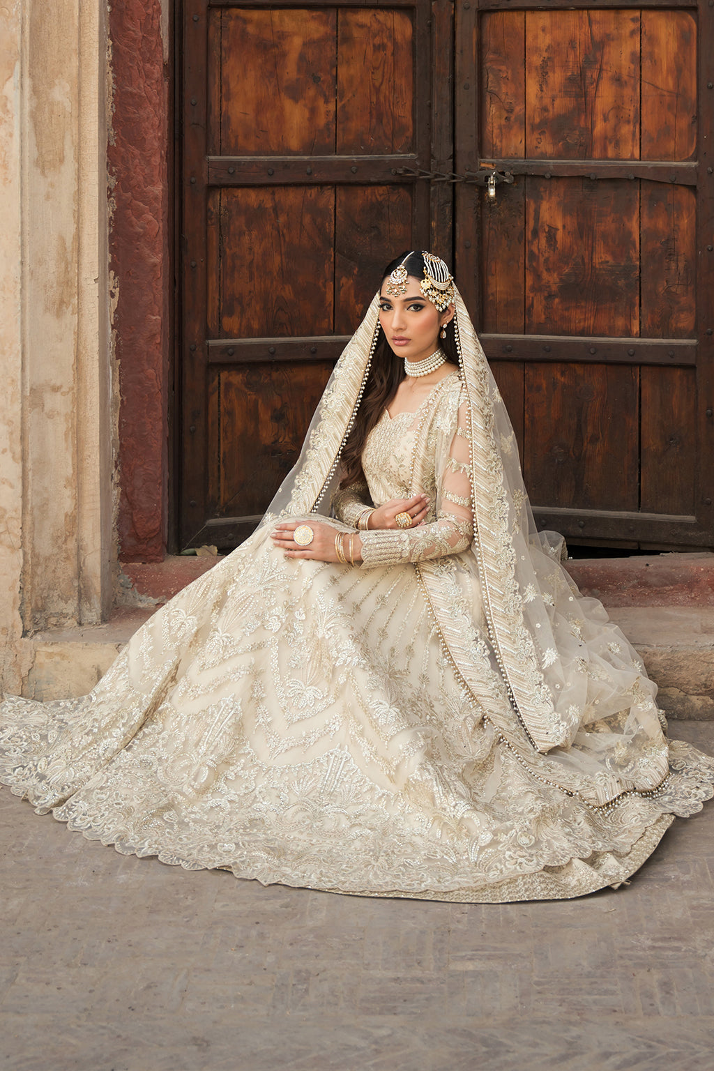 Shazia Kiyani Shahana style — Mairaz net panelled three-piece suit reference, view 5 of 6