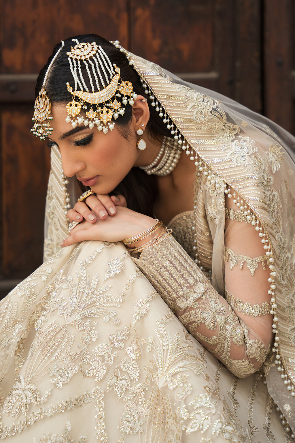 Shazia Kiyani Shahana style — Mairaz net panelled three-piece suit reference, view 4 of 6