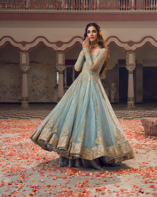 Faiza Saqlain Ahlah Style — Mairaz Embellished Net Pishwas & Sharara, product view 1 of 10