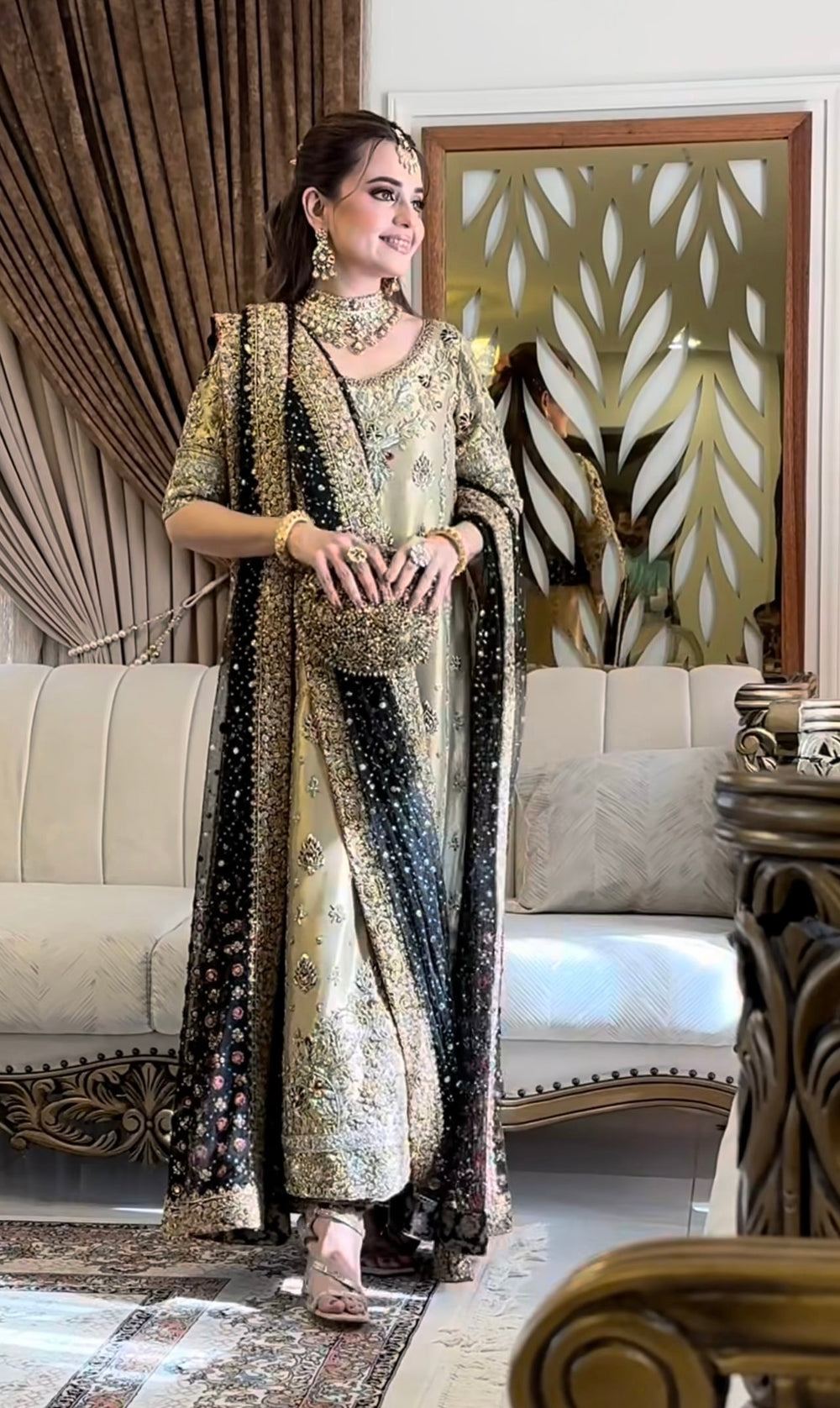 Haris Shakeel Gold & Black style — Mairaz gold and black four-piece suit reference, view 3 of 8