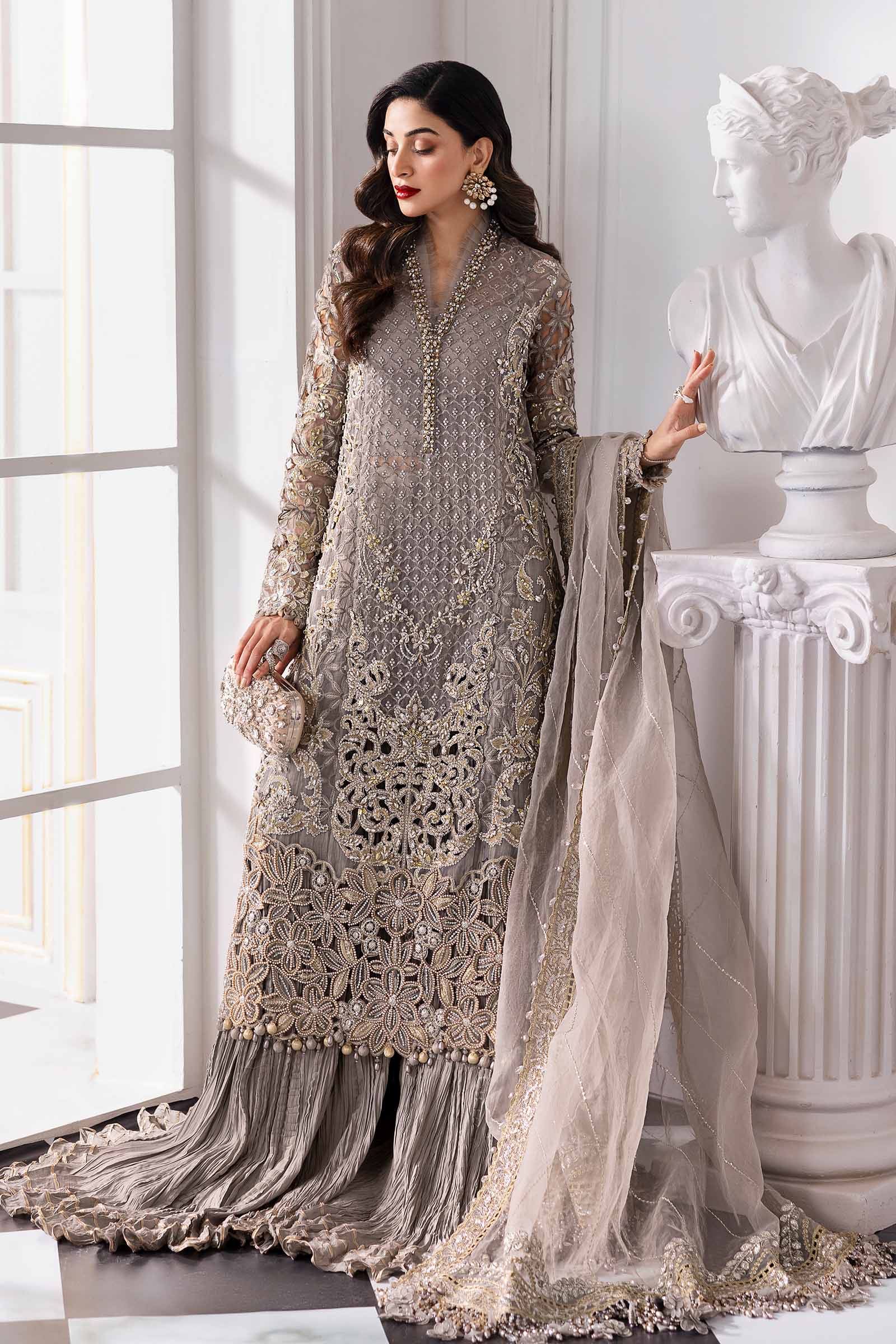Maria B BD-3006 Style — Mairaz Steel Grey Three-Piece Suit