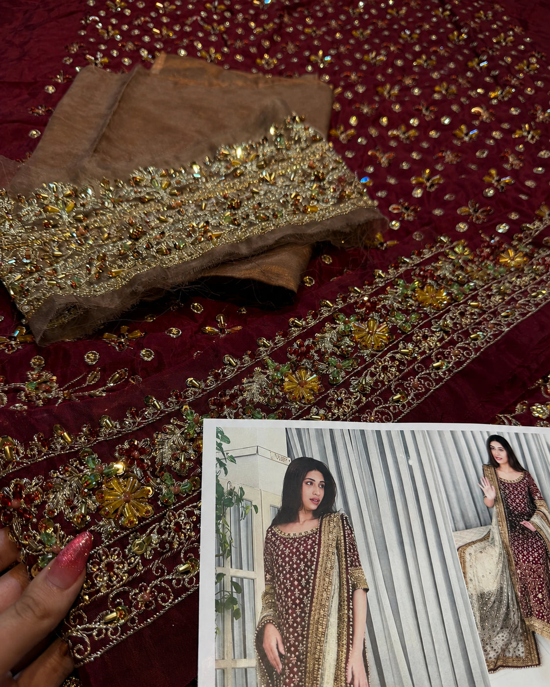 Haris Shakeel – Areesha Style, embroidered fabric with design reference