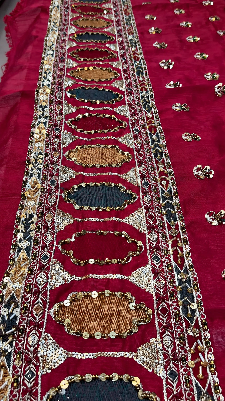 Mina Kashif – Saama Style, gold and mirror work border detail