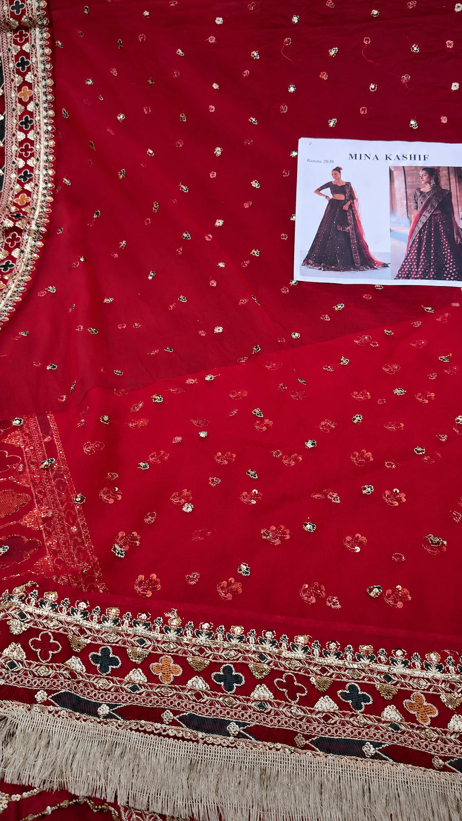 Mina Kashif – Saama Style, lehenga hem border and tassel detail