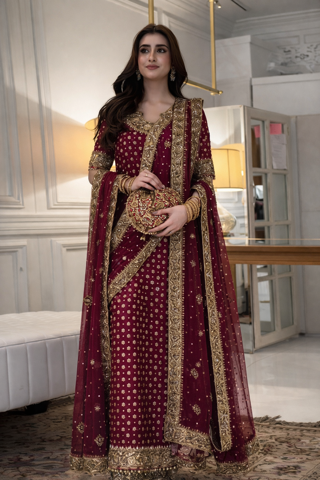 Haris Shakeel HR 69 Aisha Afridi Style — Mairaz Three-Piece Suit
