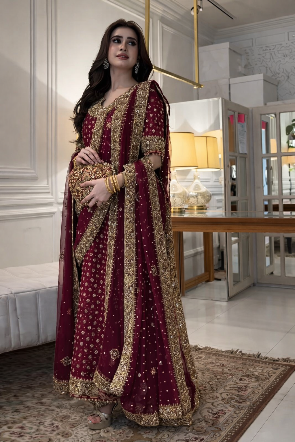 Haris Shakeel HR 69 Aisha Afridi Style — Mairaz Three-Piece Suit