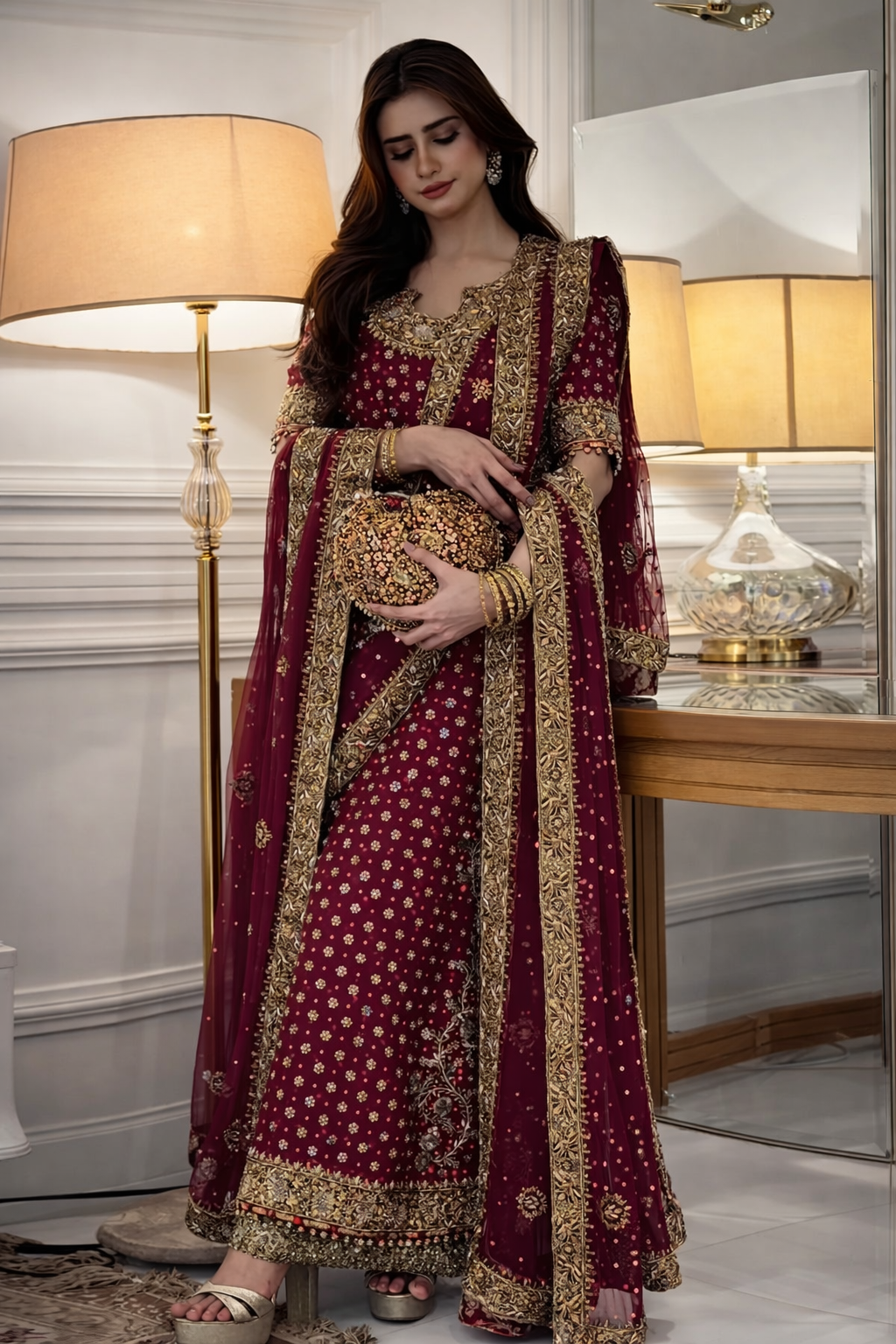 Haris Shakeel HR 69 Aisha Afridi Style — Mairaz Three-Piece Suit