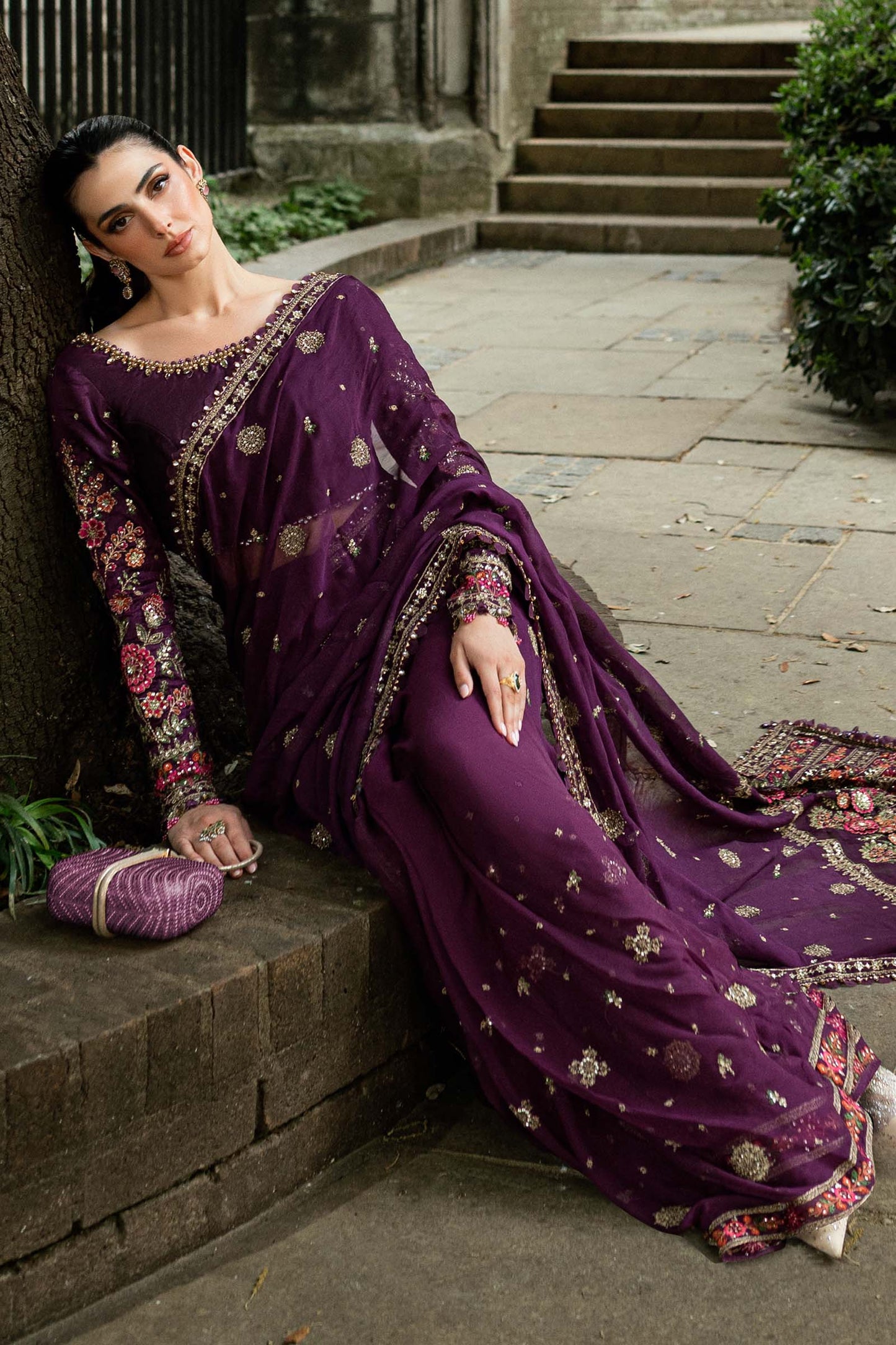 Maria B WF-09-01-Purple Style — Mairaz Plum Saree