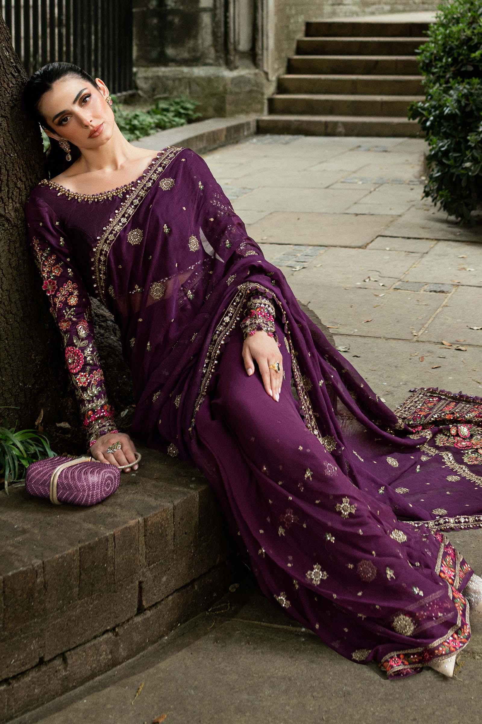 Maria B WF-09-01-Purple Style — Mairaz Plum Saree