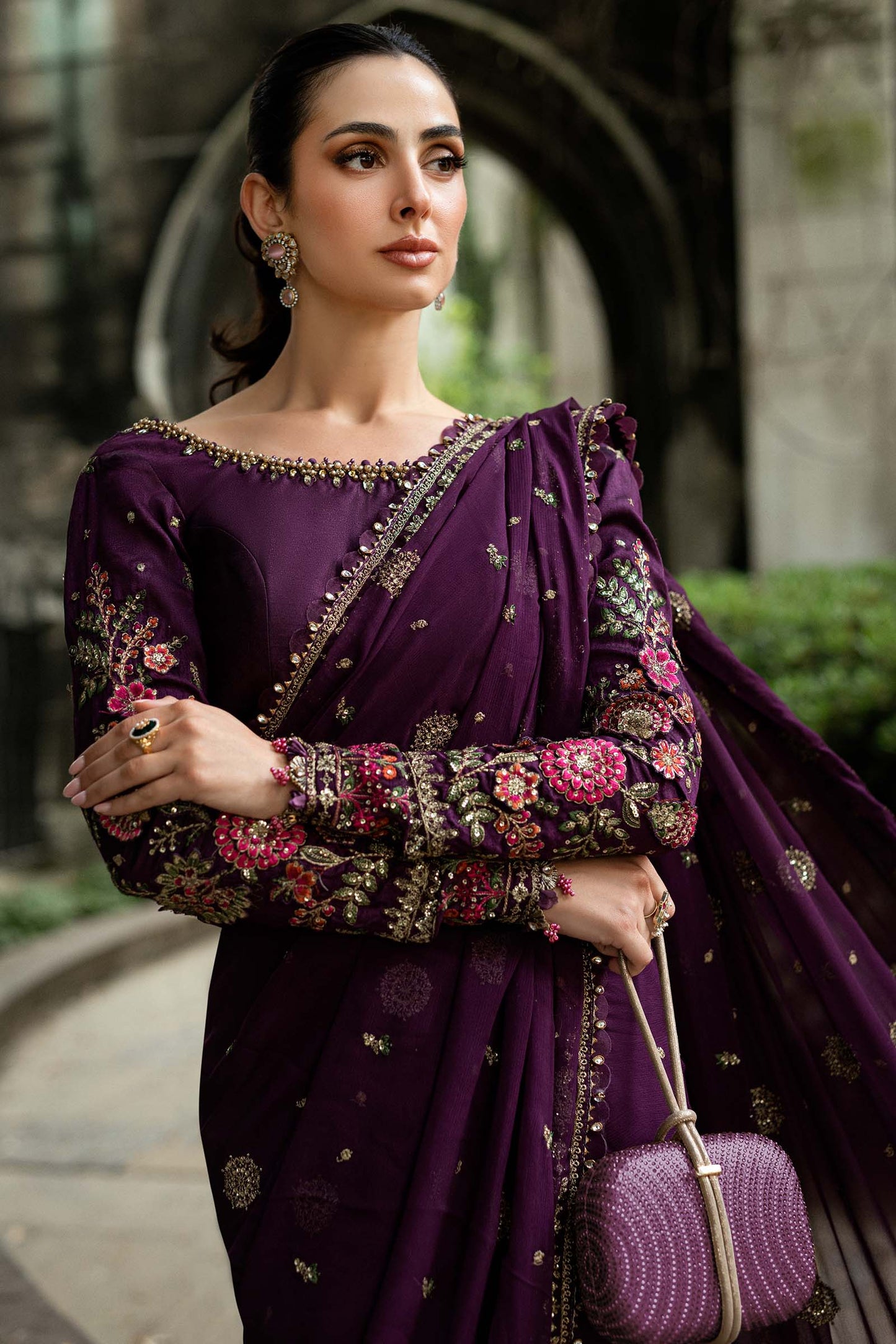 Maria B WF-09-01-Purple Style — Mairaz Plum Saree