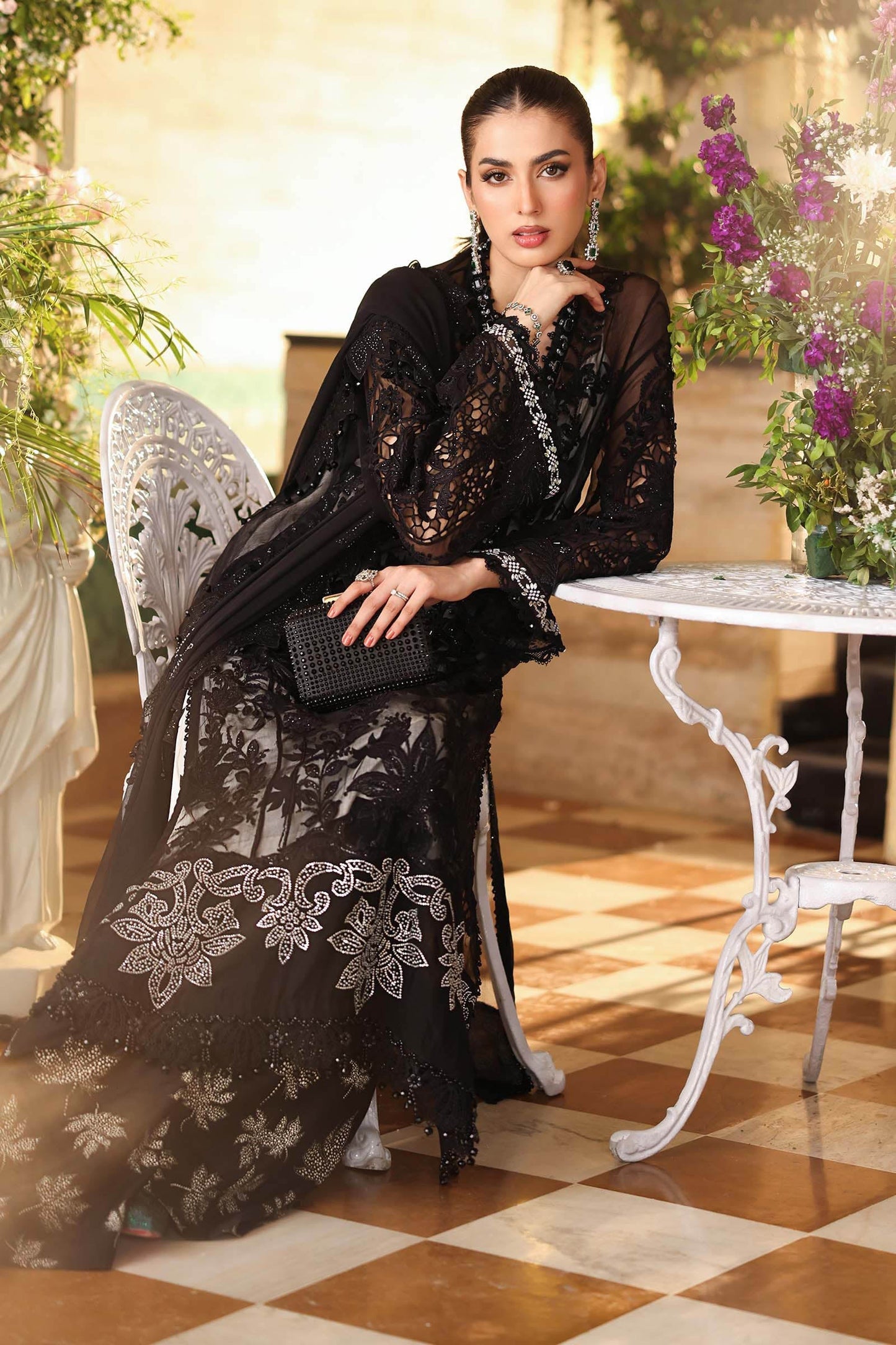 Maria B MPC-26-101 Style — Mairaz Black Three-Piece Suit
