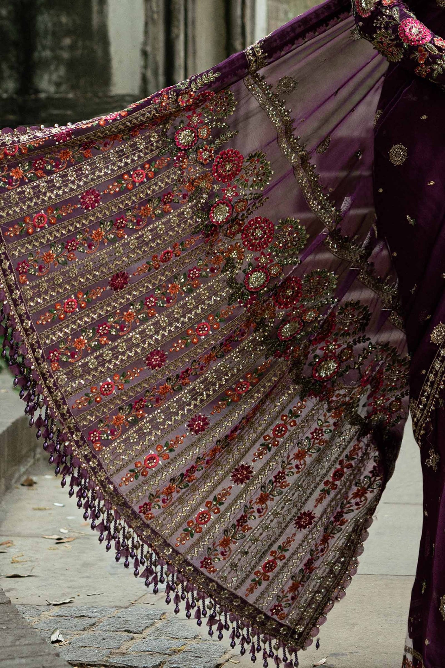 Maria B WF-09-01-Purple Style — Mairaz Plum Saree