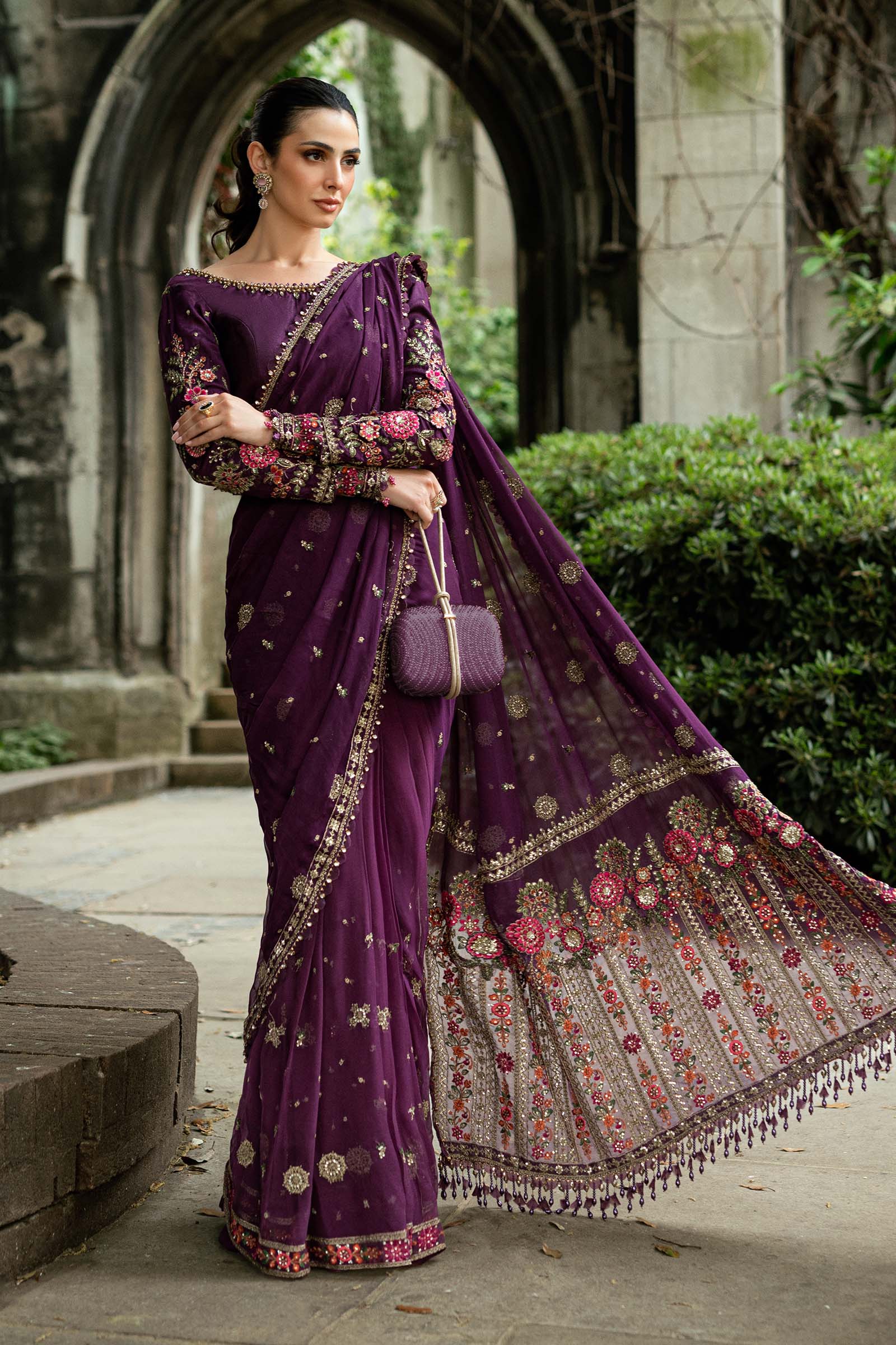Maria B WF-09-01-Purple Style — Mairaz Plum Saree
