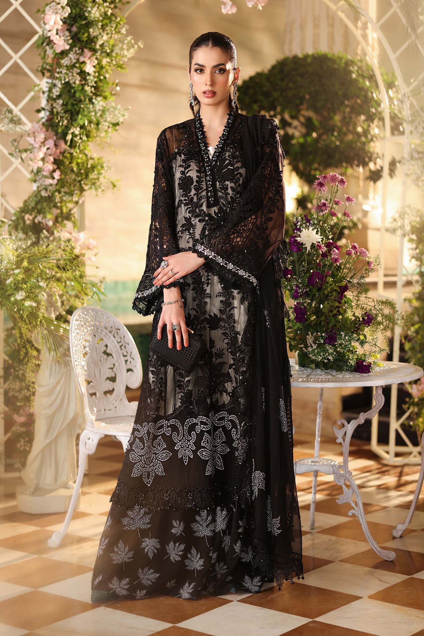 Maria B MPC-26-101 Style — Mairaz Black Three-Piece Suit