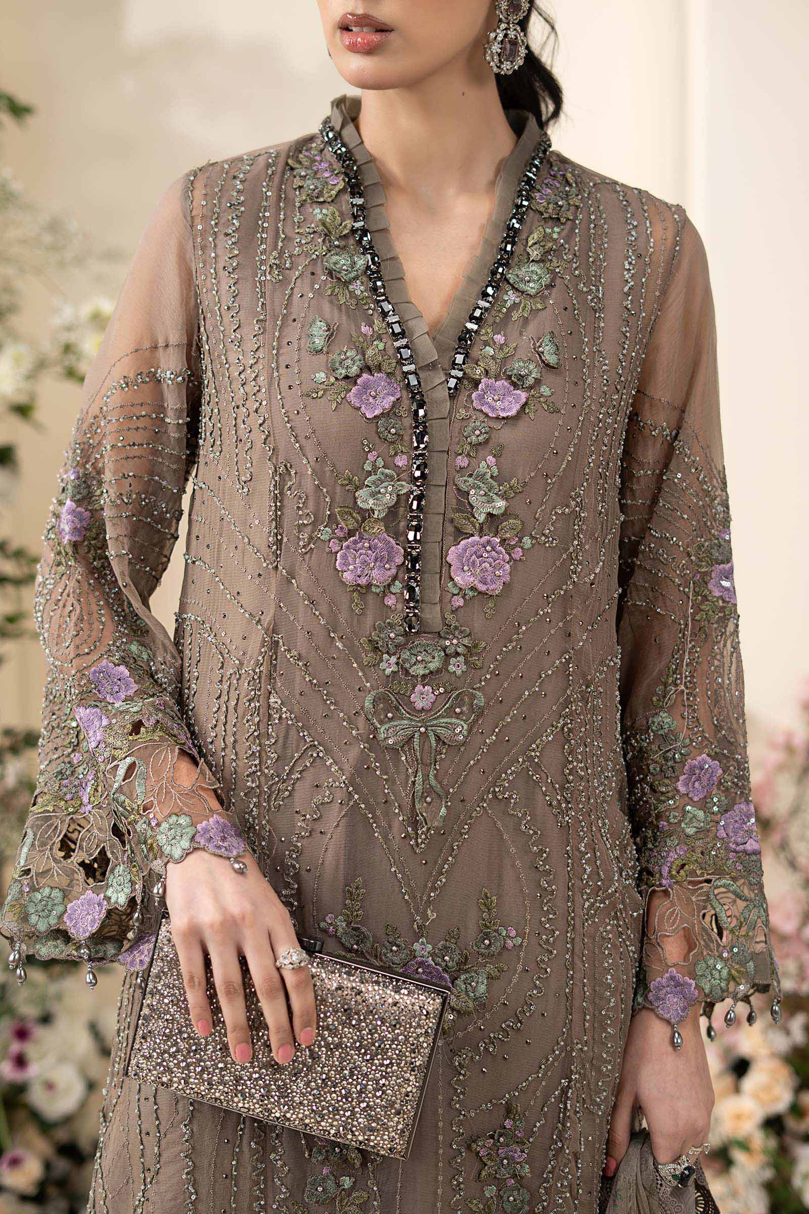 Maria B MCS-26-102 Style — Mairaz Mocha Brown Three-Piece Suit
