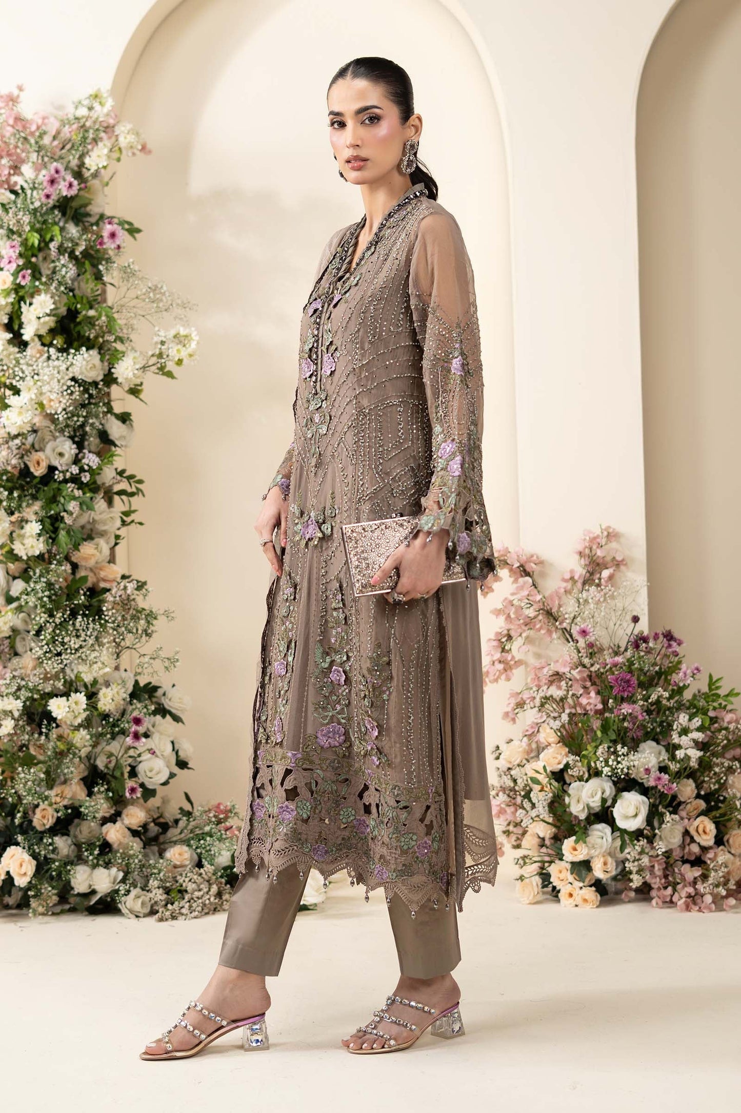 Maria B MCS-26-102 Style — Mairaz Mocha Brown Three-Piece Suit