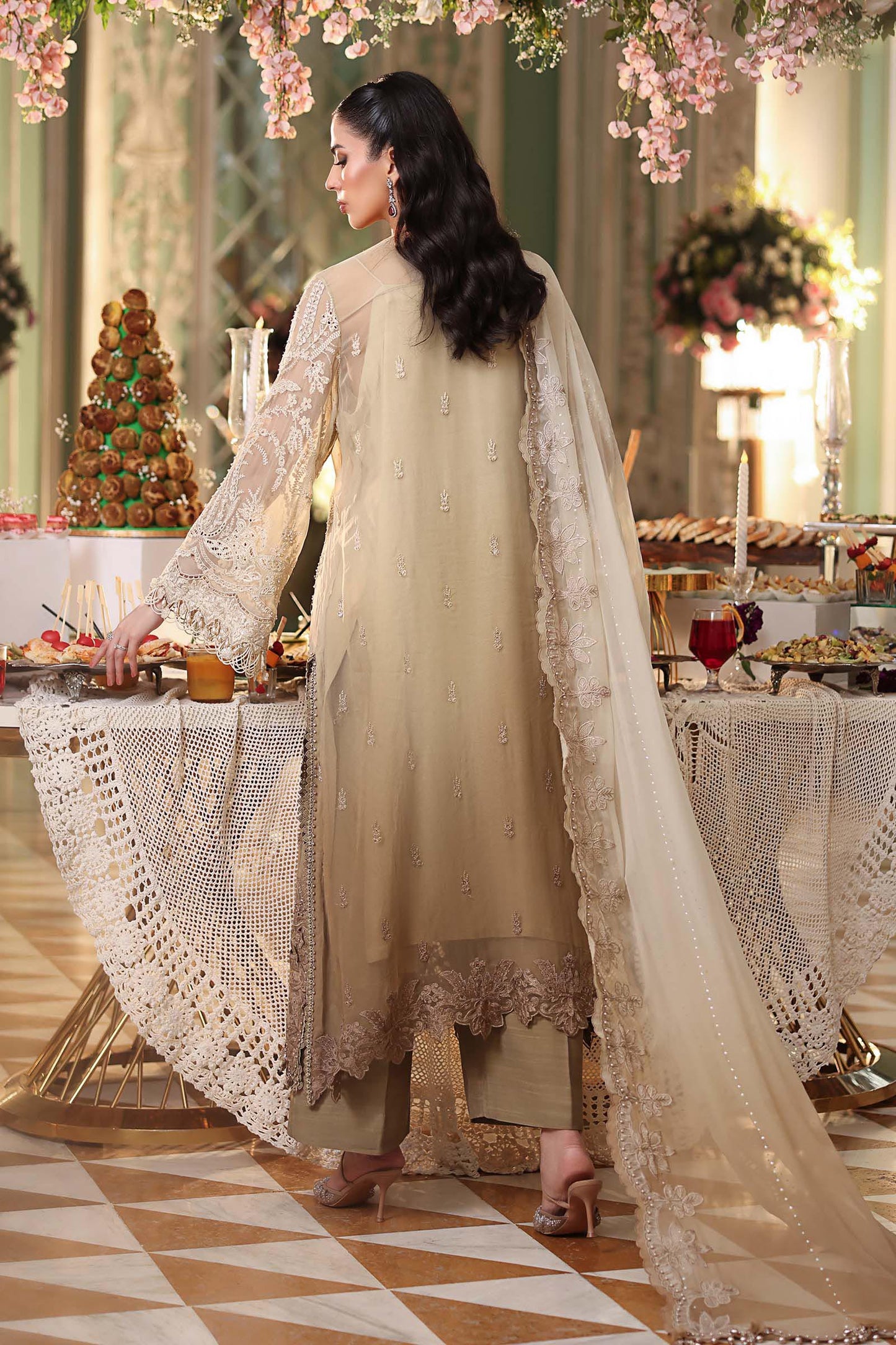 Maria B MPC-26-103 Style — Mairaz Olive Gold Three-Piece Suit
