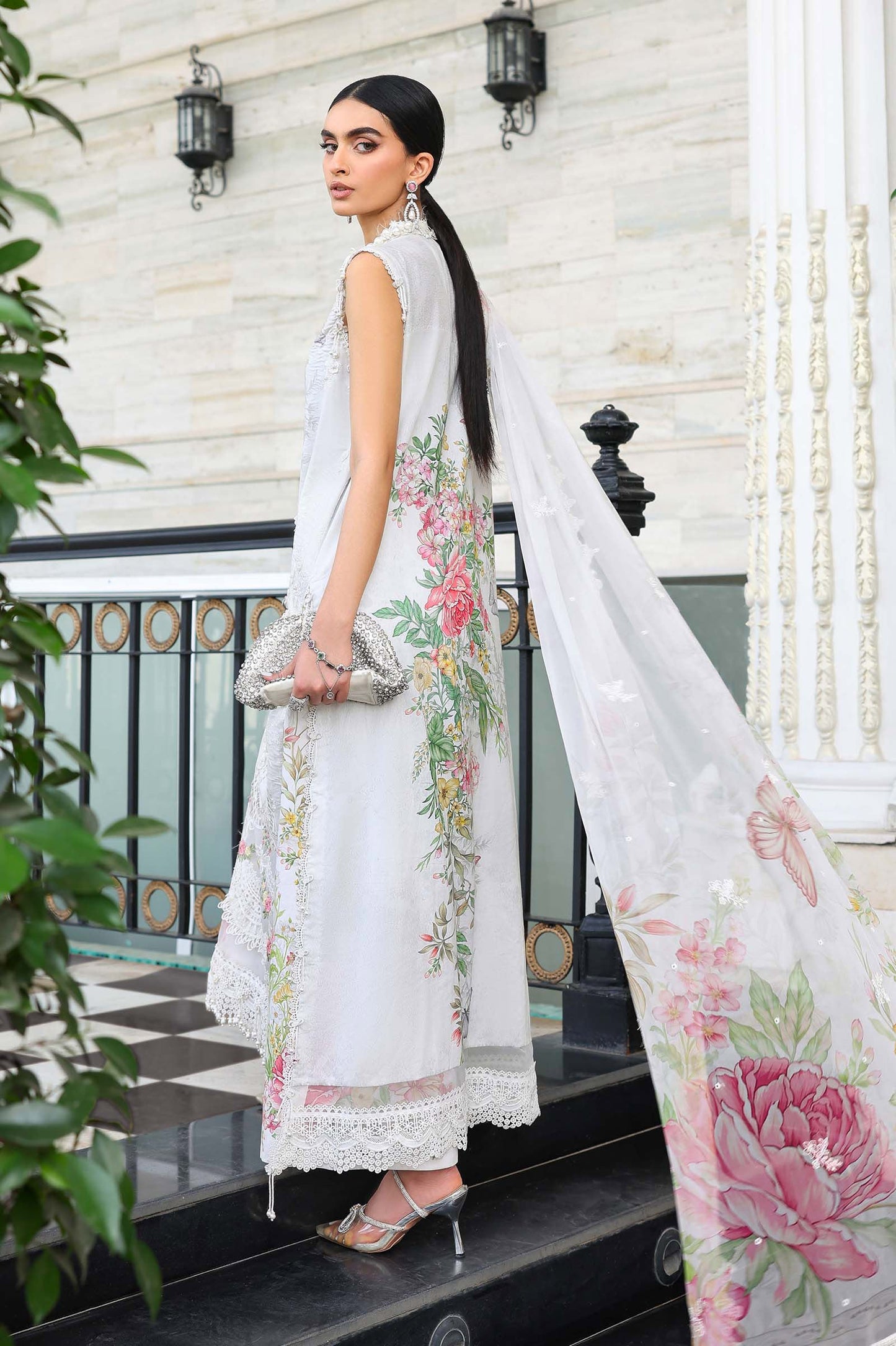 Off-White lawn Pakistani suit, EL-26-03 style, back view