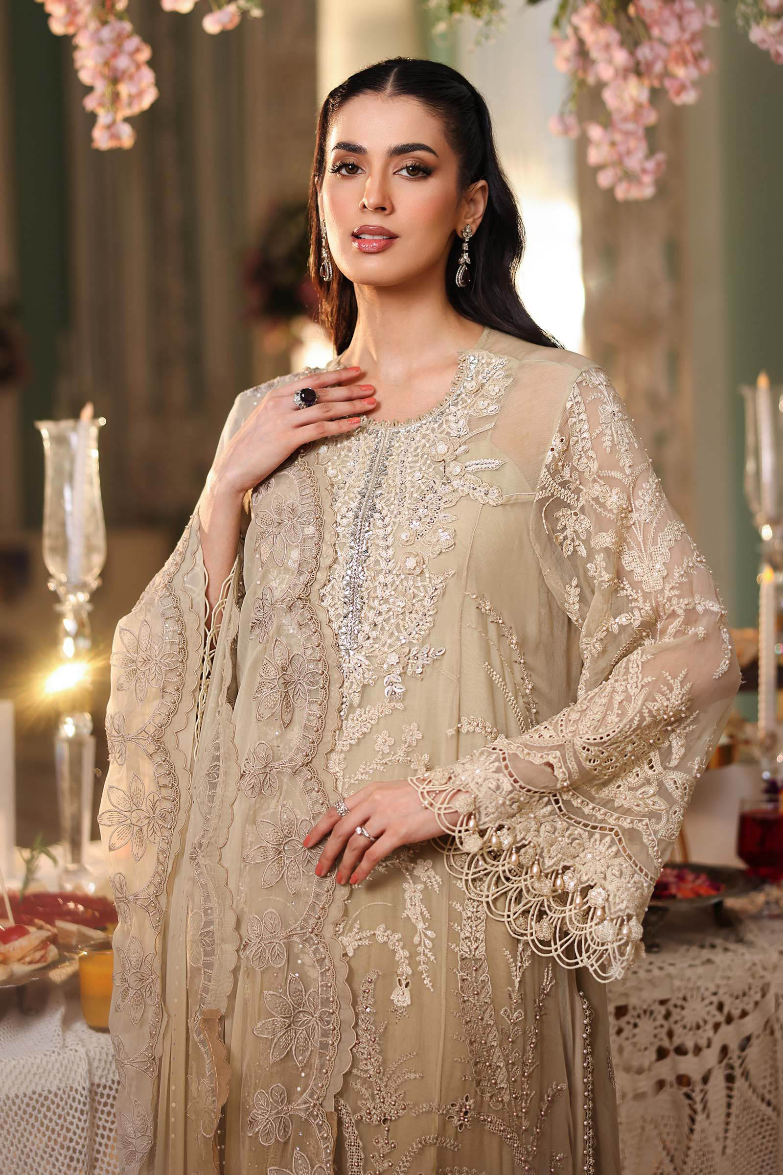 Maria B MPC-26-103 Style — Mairaz Olive Gold Three-Piece Suit