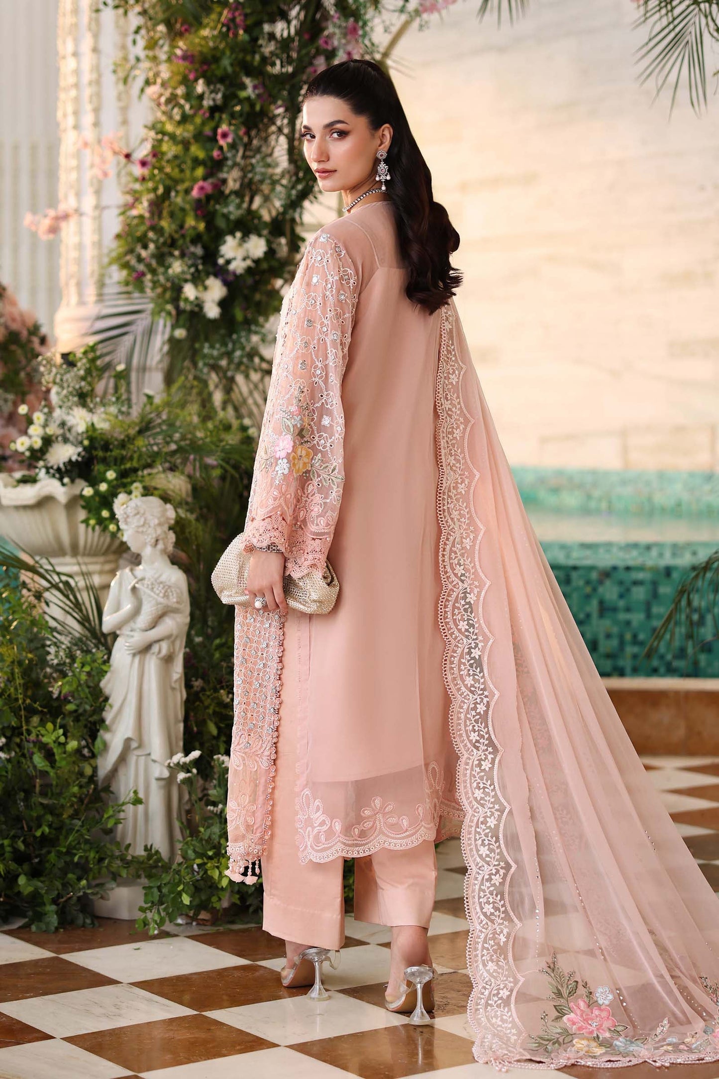 Maria B MPC-26-104 Style — Mairaz Peach Pink Three-Piece Suit