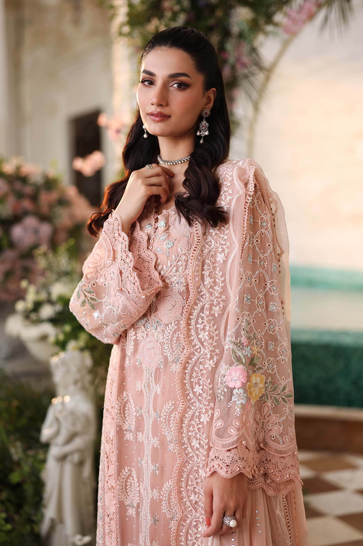 Maria B MPC-26-104 Style — Mairaz Peach Pink Three-Piece Suit