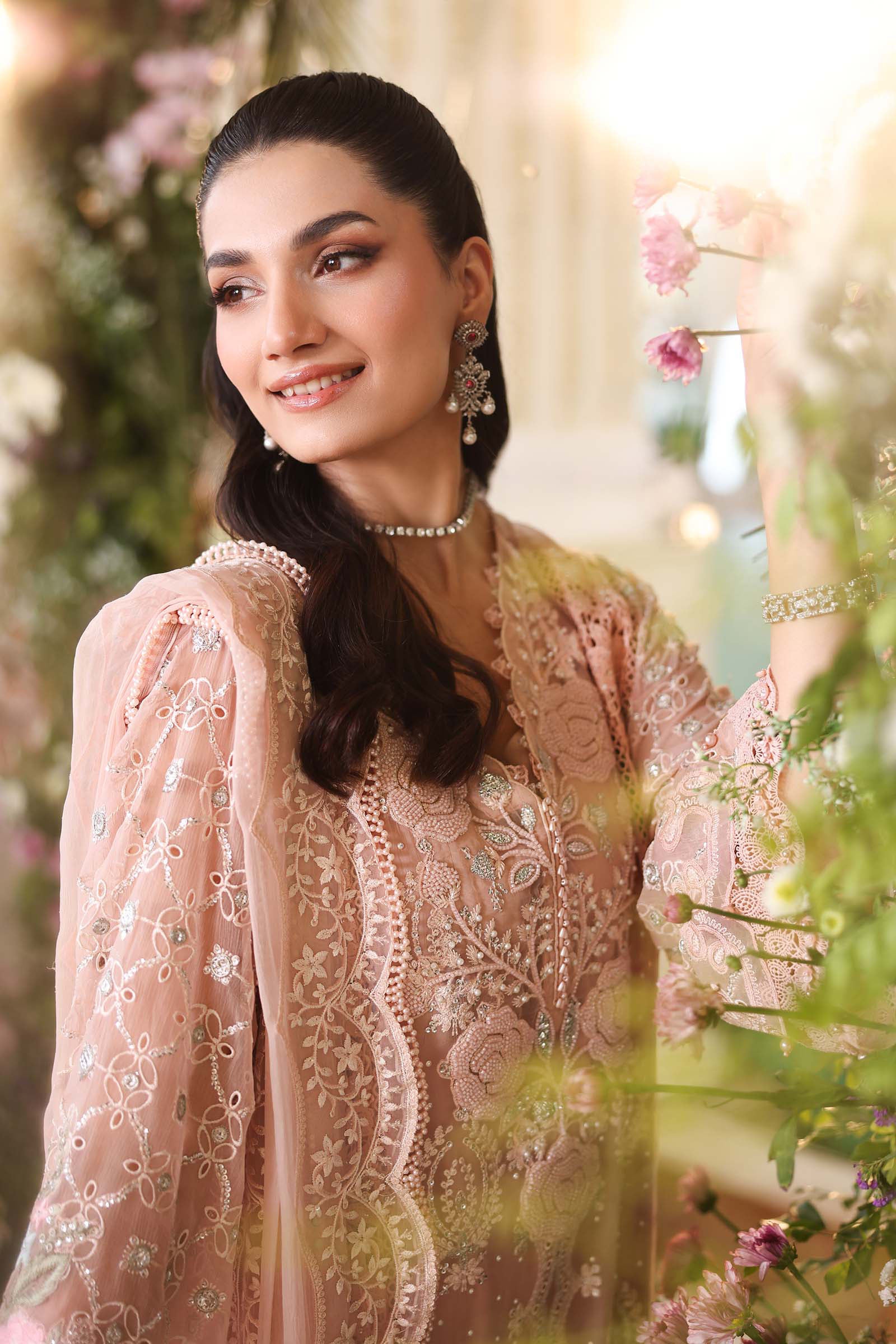 Maria B MPC-26-104 Style — Mairaz Peach Pink Three-Piece Suit