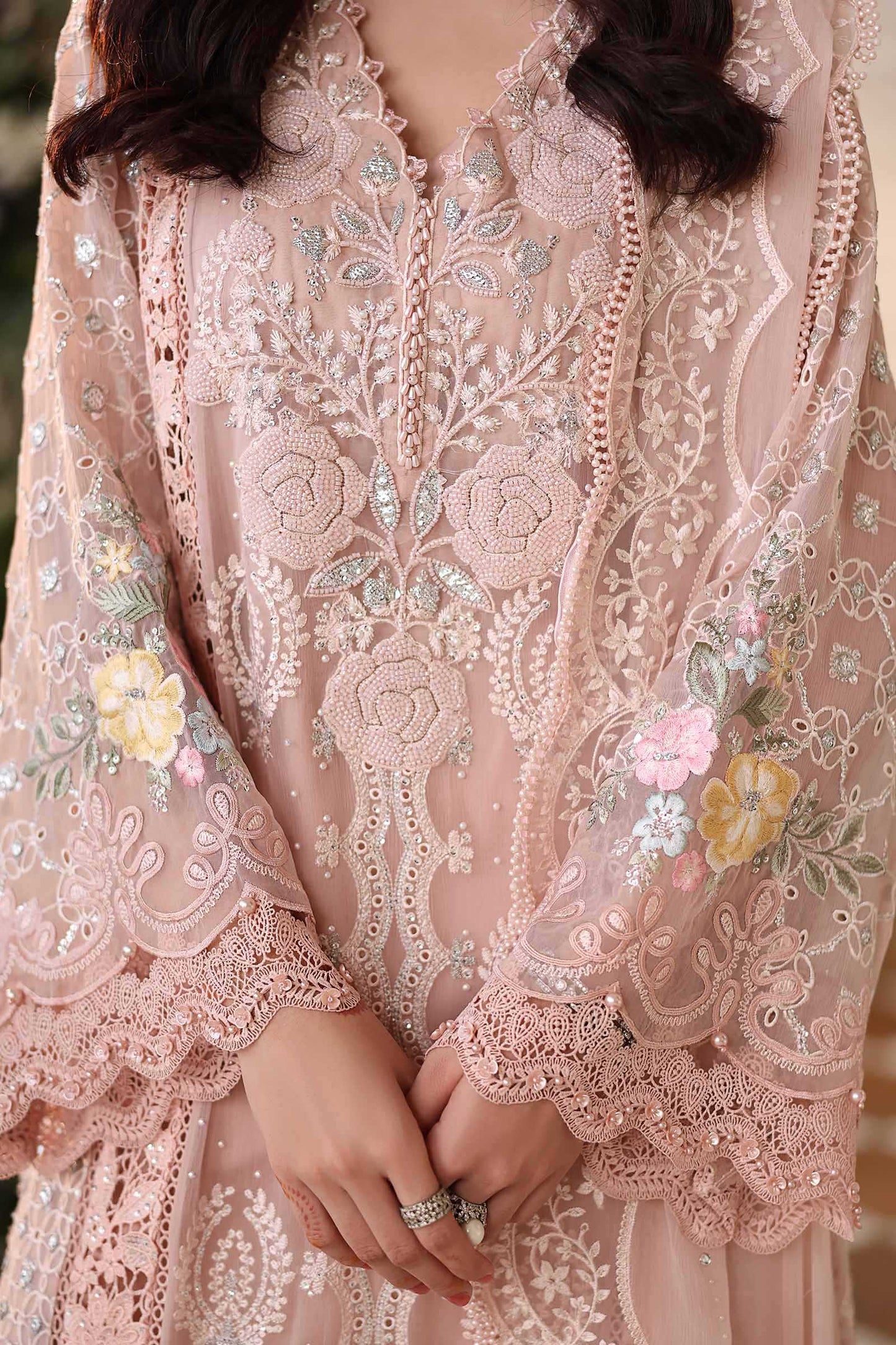 Maria B MPC-26-104 Style — Mairaz Peach Pink Three-Piece Suit