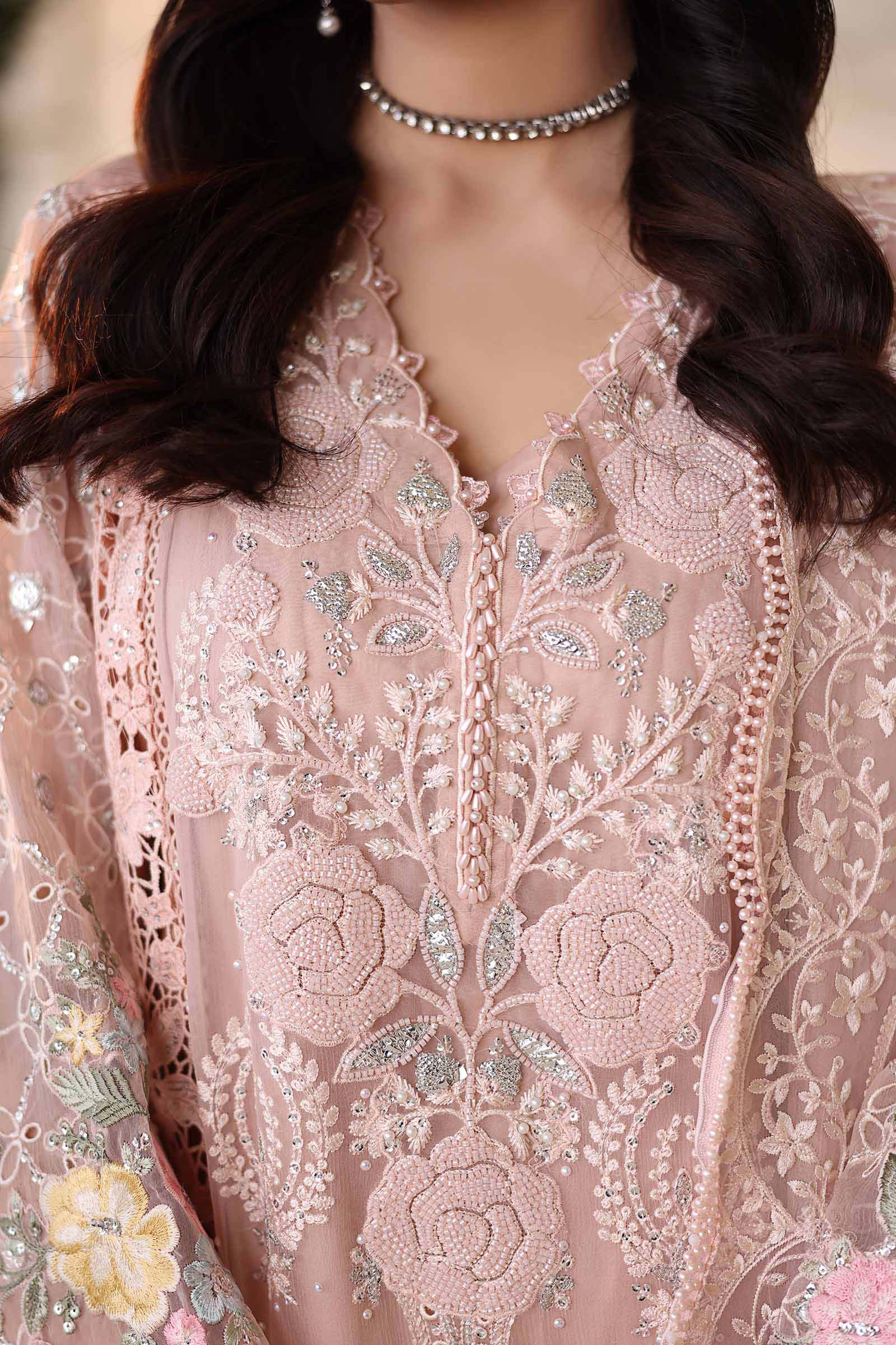 Maria B MPC-26-104 Style — Mairaz Peach Pink Three-Piece Suit