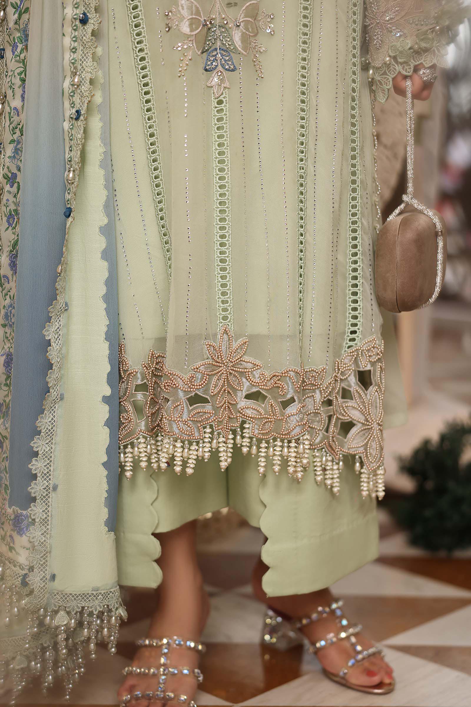 Maria B MPC-26-105 Style — Mairaz Pistachio Green Three-Piece Suit