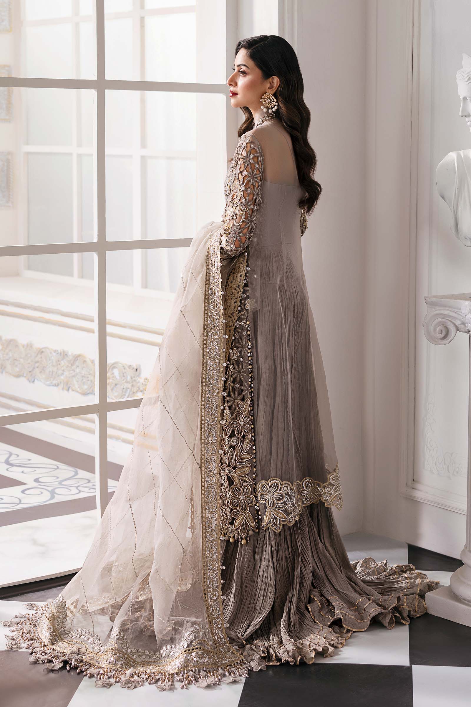 Maria B BD-3006 Style — Mairaz Steel Grey Three-Piece Suit
